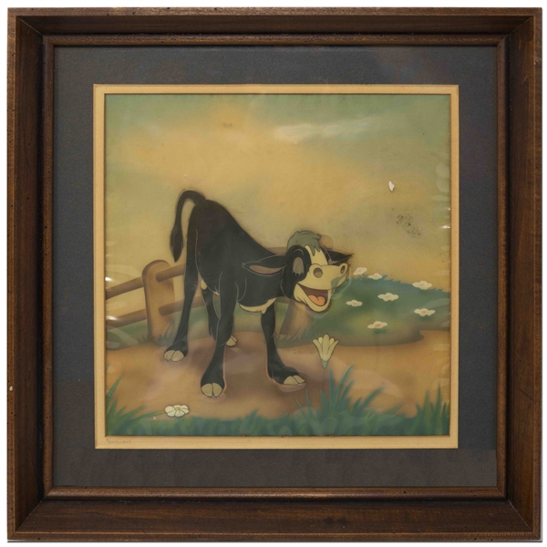 Original Disney Cel From the Academy Award-Winning 1938 Disney Short ''Ferdinand the Bull'' -- Featuring Ferdinand in the Opening Scene, Famously Smelling Flowers